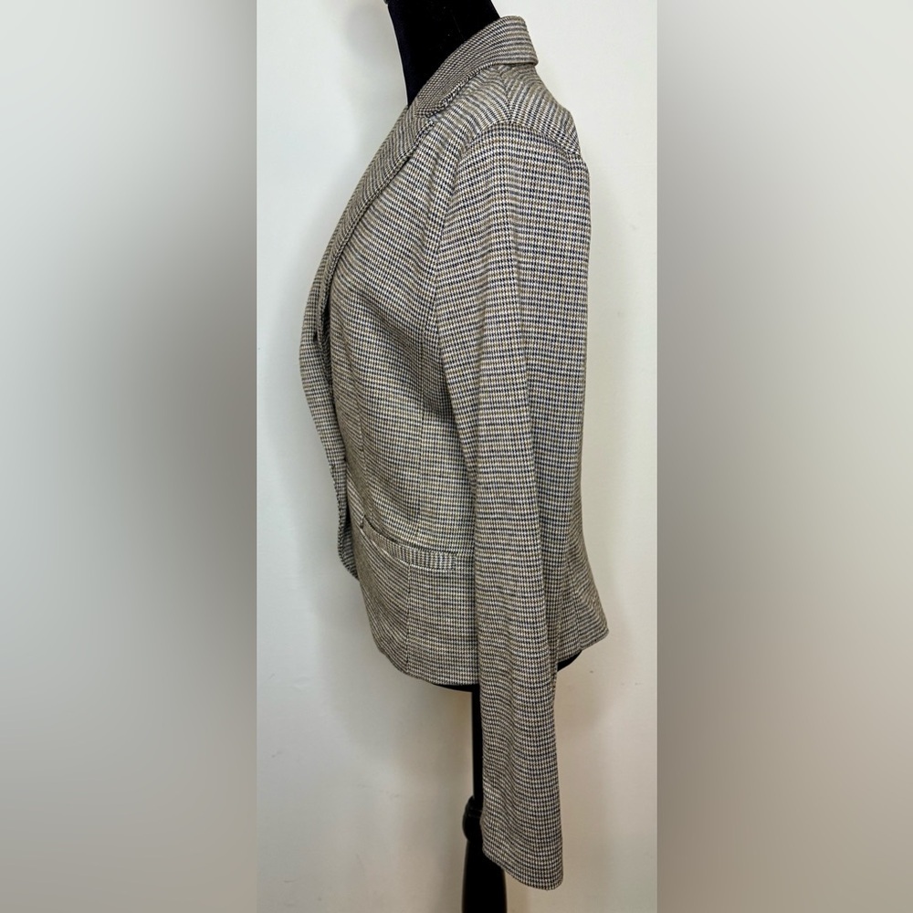 Amanda+Chelsea vintage Y2K brown Houndstooth one button preppy blazer pockets M - Picture 6 of 8